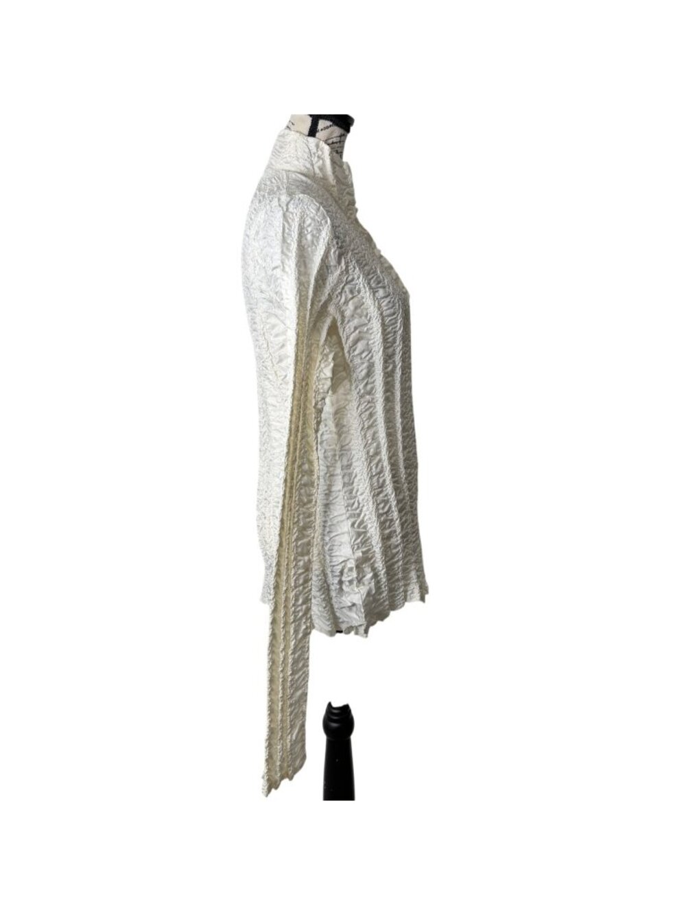 Yoshiki Hishinuma Womens Size M Crinkled Top Pleated Cream Button-Up - Picture 2 of 6